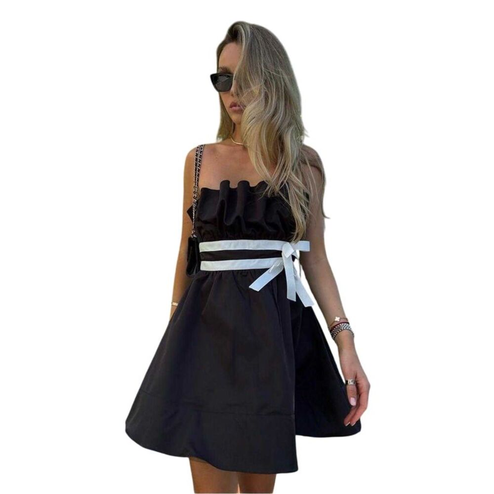 Collective The Label Womens/Ladies Bow Sleeveless Mini Dress / Black